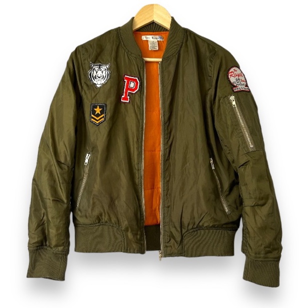 Say what bomber jacket with patches, M